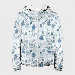 Женская куртка Мемфис синий с серым клетчатый геометрический узор