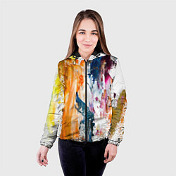 Куртка с капюшоном женская Разноцветные мазки кисти на палитре художника, цвет: 3D-черный — фото 2