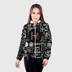 Куртка с капюшоном женская Twenty one pilots rock logo, цвет: 3D-белый — фото 2