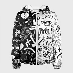 Куртка с капюшоном женская Doom x liil peep pattern black, цвет: 3D-белый