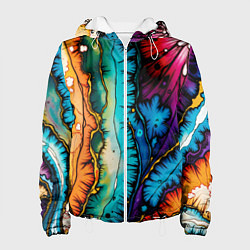 Куртка с капюшоном женская Разноцветный узор, цвет: 3D-белый