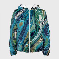 Женская куртка Сине-зеленый абстрактный узор