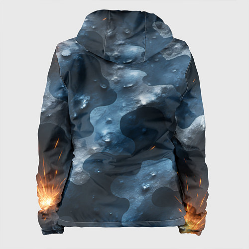 Женская куртка Синий камуфляж с каплями / 3D-Белый – фото 2