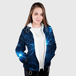 Куртка с капюшоном женская Синий камуфляж со вспышками, цвет: 3D-белый — фото 2