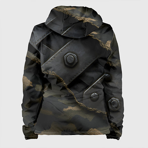 Женская куртка Порванная камуфляжная ткань с металлом / 3D-Белый – фото 2
