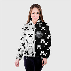 Куртка с капюшоном женская Doom x minecraft pattern, цвет: 3D-белый — фото 2