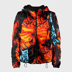 Куртка с капюшоном женская Абстрактная текстура рыжего пламени, цвет: 3D-черный