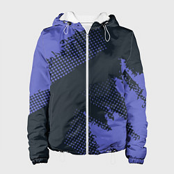 Куртка с капюшоном женская Абстрактная текстура в синем, цвет: 3D-белый