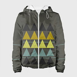 Куртка с капюшоном женская Абстрактный лес геометрический, цвет: 3D-белый