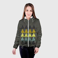 Куртка с капюшоном женская Абстрактный лес геометрический, цвет: 3D-белый — фото 2