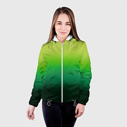 Куртка с капюшоном женская Градиент укропное зеленое омбре, цвет: 3D-белый — фото 2