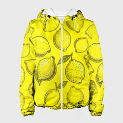 Куртка с капюшоном женская Яркий лимонный узор - паттерн, цвет: 3D-белый