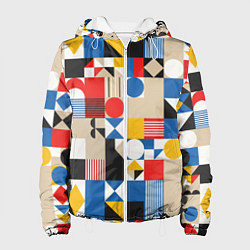 Куртка с капюшоном женская Геометрический балаган, цвет: 3D-белый