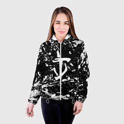 Куртка с капюшоном женская Doom краски белые штрихи, цвет: 3D-белый — фото 2