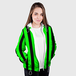 Куртка с капюшоном женская Color black and green stripes, цвет: 3D-белый — фото 2