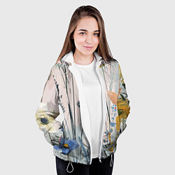 Куртка с капюшоном женская Цветы полевые, цвет: 3D-белый — фото 2