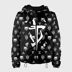 Куртка с капюшоном женская Doom ведьмак логотипы, цвет: 3D-черный