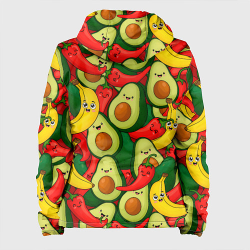 Женская куртка Авокадо, бананы, перцы чили улыбаются - паттерн фр / 3D-Белый – фото 2