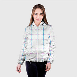Куртка с капюшоном женская Color white blue stripes, цвет: 3D-белый — фото 2