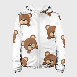 Куртка с капюшоном женская Мордашка мишки, цвет: 3D-белый