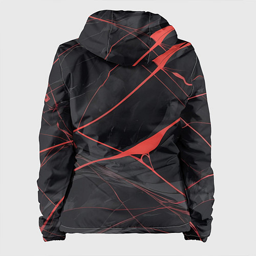 Женская куртка Текстура мрамора с красными полосками / 3D-Белый – фото 2