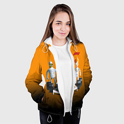 Куртка с капюшоном женская Механик Бендер и пилот формулы 1 Фрай, цвет: 3D-белый — фото 2