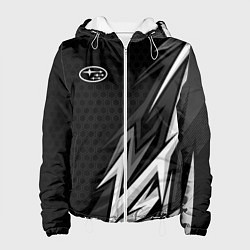 Куртка с капюшоном женская Subaru - монохромный черный, цвет: 3D-белый