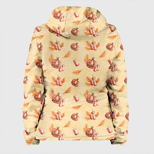 Женская куртка Хеллоуин с тыквой и листьями / 3D-Белый – фото 2