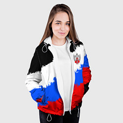 Куртка с капюшоном женская Федерация бокса России - триколор, цвет: 3D-белый — фото 2