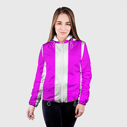 Куртка с капюшоном женская Color white and pink, цвет: 3D-белый — фото 2