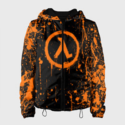 Куртка с капюшоном женская Халф лайф - подтеки, цвет: 3D-черный