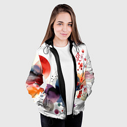 Куртка с капюшоном женская Абстрактный Японский паттерн и иероглиф любовь, цвет: 3D-черный — фото 2