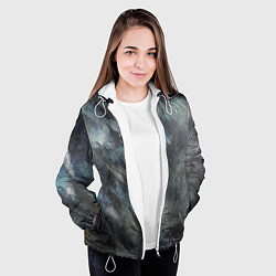 Куртка с капюшоном женская Абстракция - dark oil painting, цвет: 3D-белый — фото 2