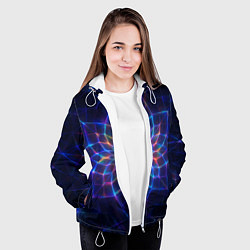 Куртка с капюшоном женская Калейдоскоп на синем фоне, цвет: 3D-белый — фото 2