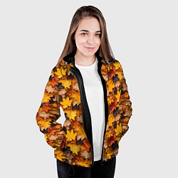 Куртка с капюшоном женская Камуфляж из кленовых листьев, цвет: 3D-черный — фото 2
