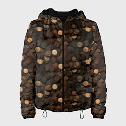 Куртка с капюшоном женская Монеты - паттерн, цвет: 3D-черный