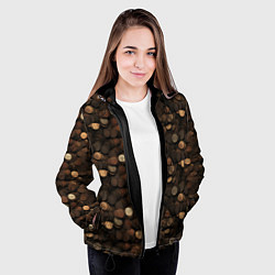 Куртка с капюшоном женская Монеты - паттерн, цвет: 3D-черный — фото 2