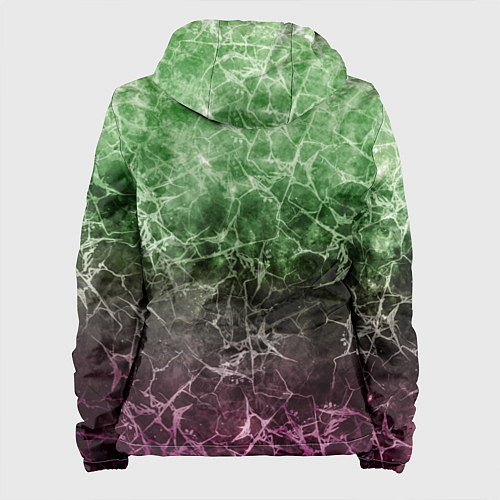Женская куртка Абстракция - white cobweb on a green-purple backgr / 3D-Белый – фото 2