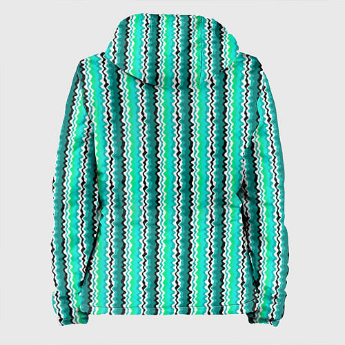 Женская куртка Вертикальные бирюзовые зеленые волнистые полосы / 3D-Белый – фото 2