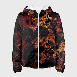 Куртка с капюшоном женская Абстракция - black blots on a fiery background, цвет: 3D-белый
