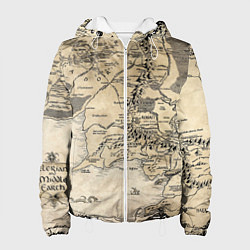 Куртка с капюшоном женская Властелин колец карта, цвет: 3D-белый