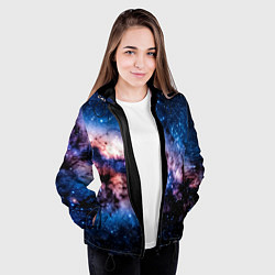 Куртка с капюшоном женская Фантастический космос звёзды и туманности, цвет: 3D-черный — фото 2