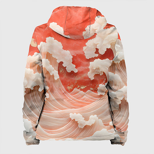 Женская куртка Японские красные волны / 3D-Белый – фото 2