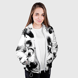 Куртка с капюшоном женская Чёрно-белая абстракция нейроарт, цвет: 3D-белый — фото 2