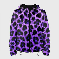 Куртка с капюшоном женская Леопардовый фиолетовый, цвет: 3D-черный