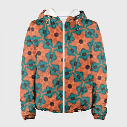 Куртка с капюшоном женская Оранжевые звезды, цвет: 3D-белый