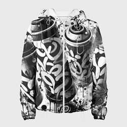 Куртка с капюшоном женская Баллончики с краской - граффити, цвет: 3D-белый