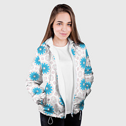 Куртка с капюшоном женская Цветочно-геометрический узор, цвет: 3D-белый — фото 2