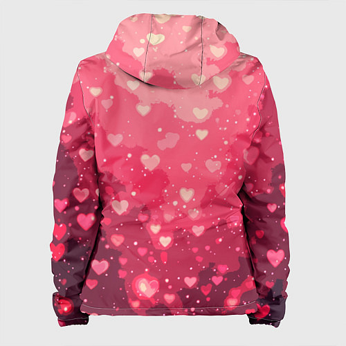 Женская куртка Розовый с сердечками паттерн / 3D-Белый – фото 2