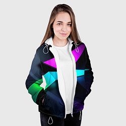 Куртка с капюшоном женская Neon colored geometric, цвет: 3D-белый — фото 2